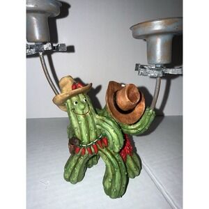Matching Cowboy Cactus Candle Holders Set